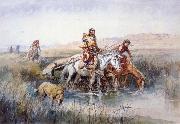 Charles M Russell Indian Women Moving Camp USA oil painting artist